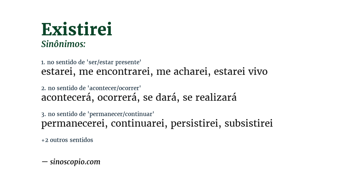 Sinônimo de existirei