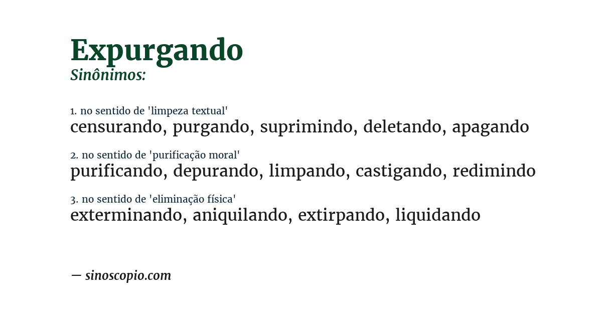Sinônimo de expurgando