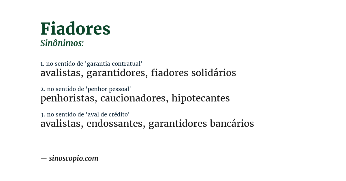 Sinônimo de fiadores