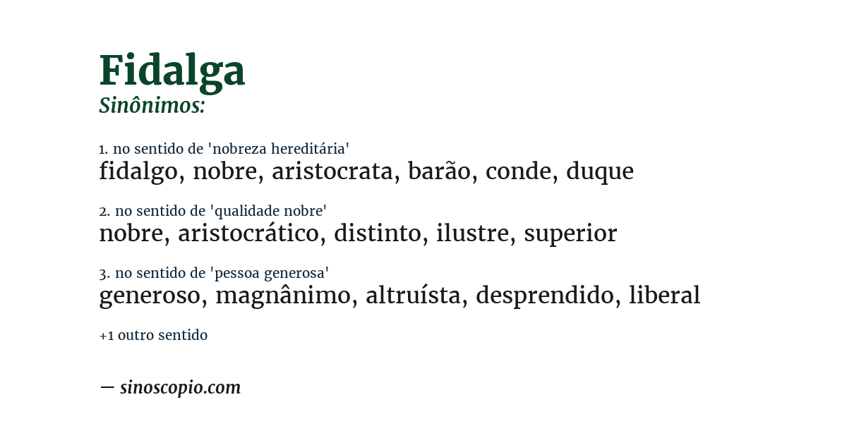 Sinônimo de fidalga