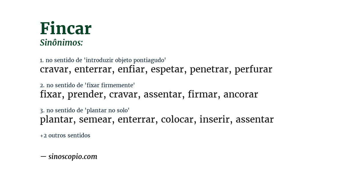Sinônimo de fincar