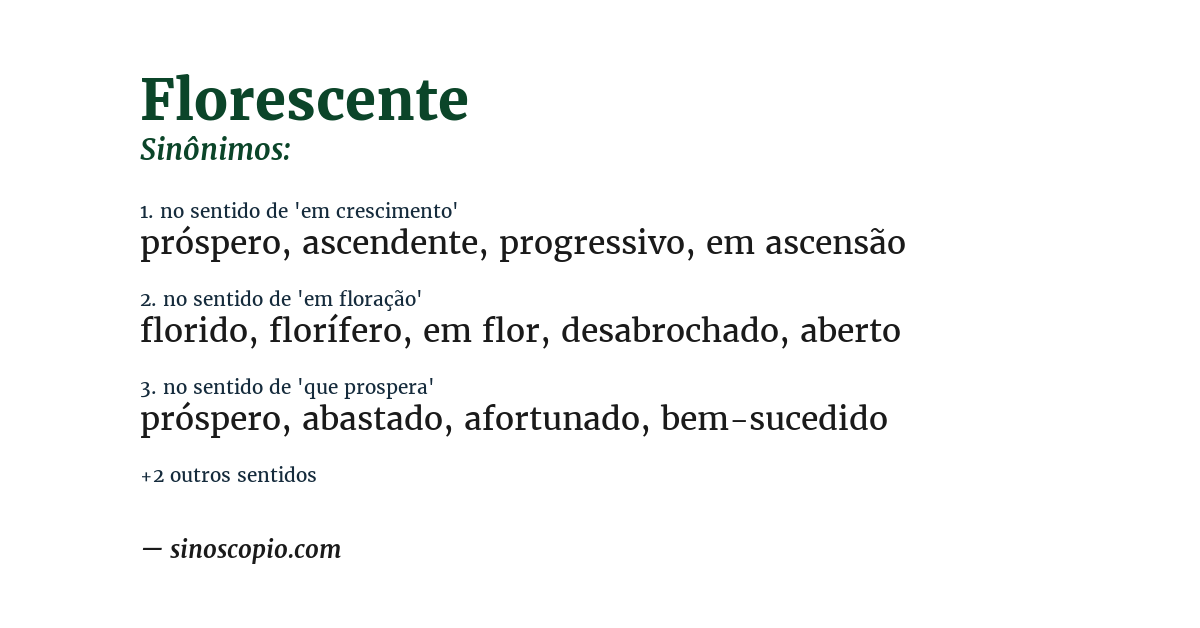 Sinônimo de florescente