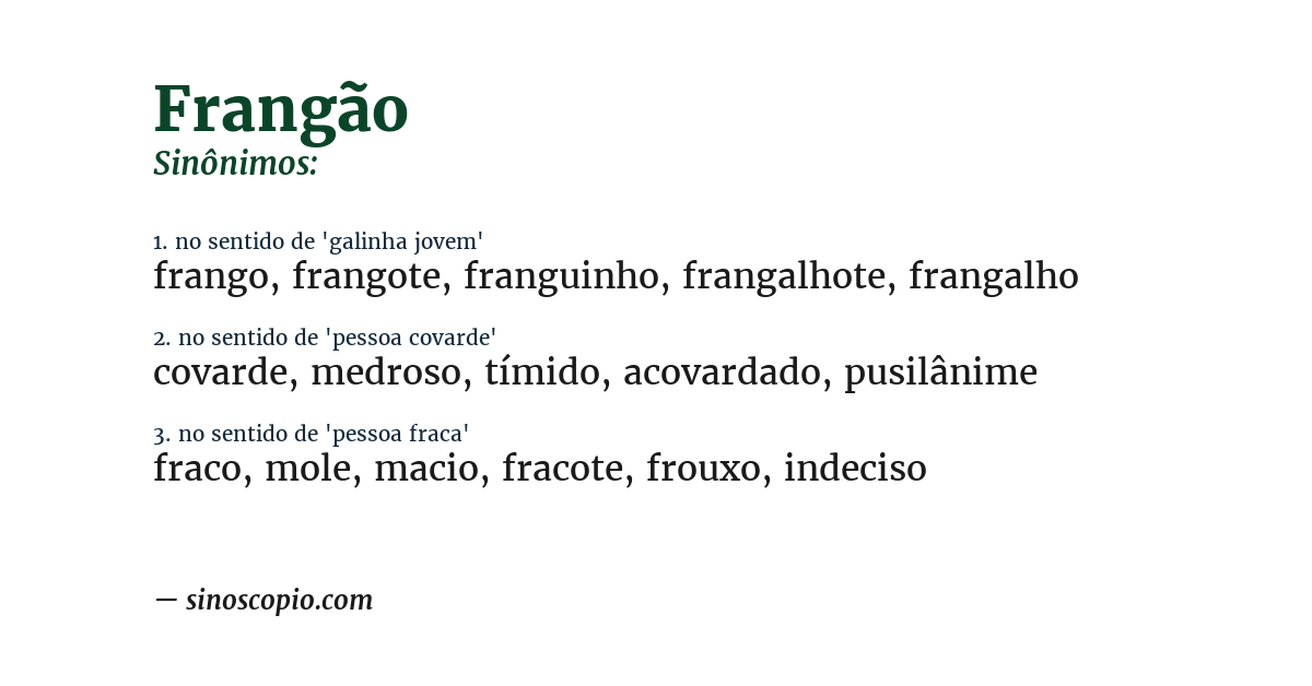 Sinônimo de frangão