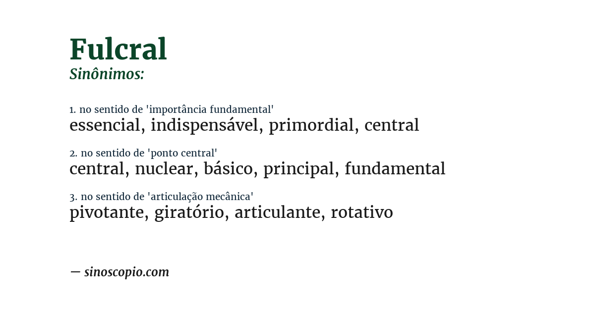 Sinônimo de fulcral
