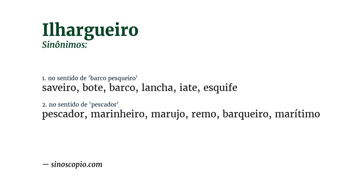 Sinônimo de ilhargueiro