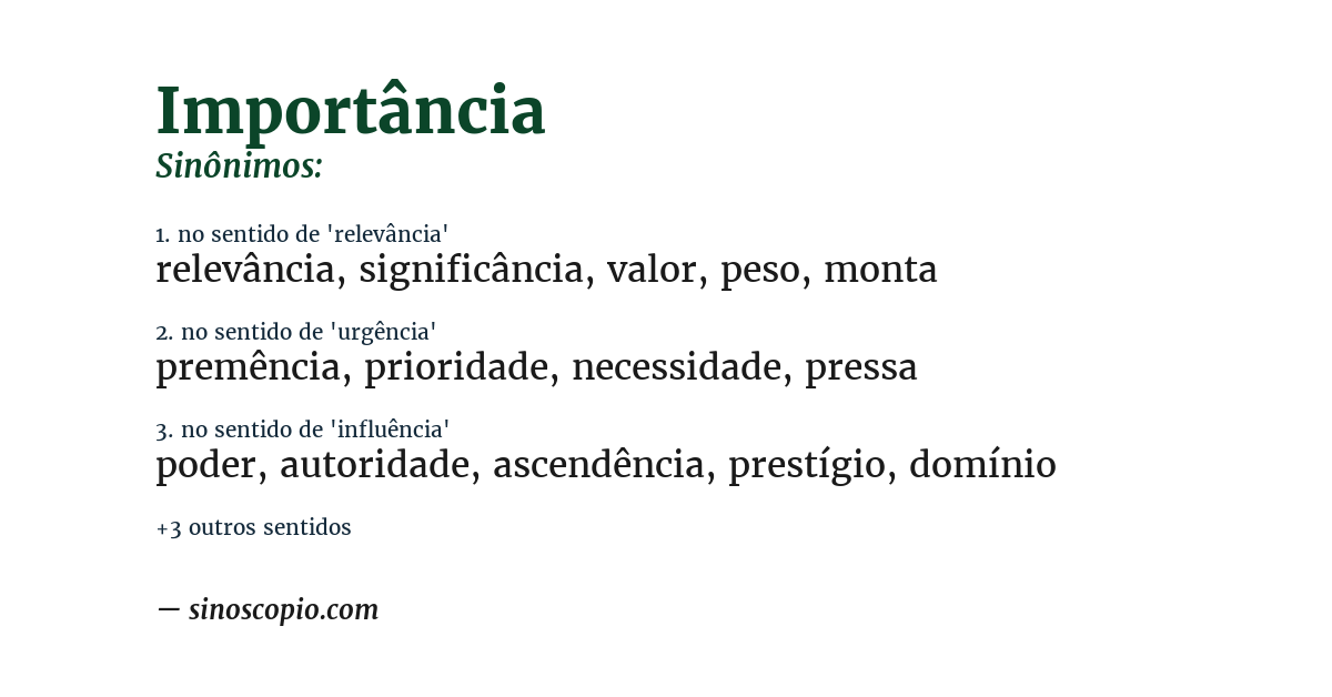 Sinônimo de importância