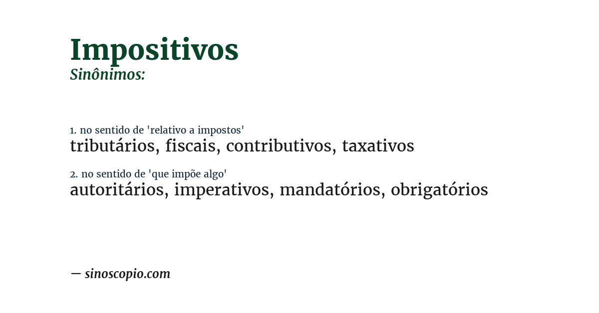 Sinônimo de impositivos
