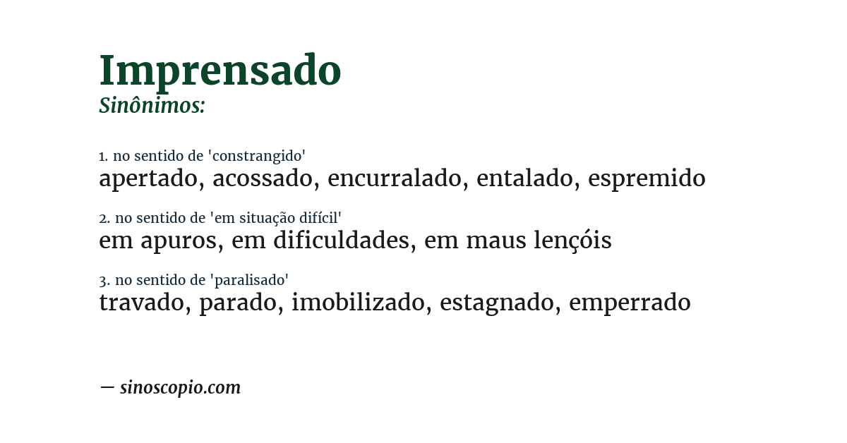 Sinônimo de imprensado