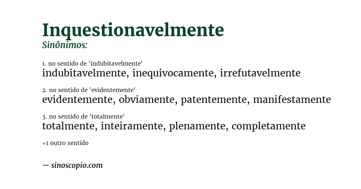 Sinônimo de inquestionavelmente