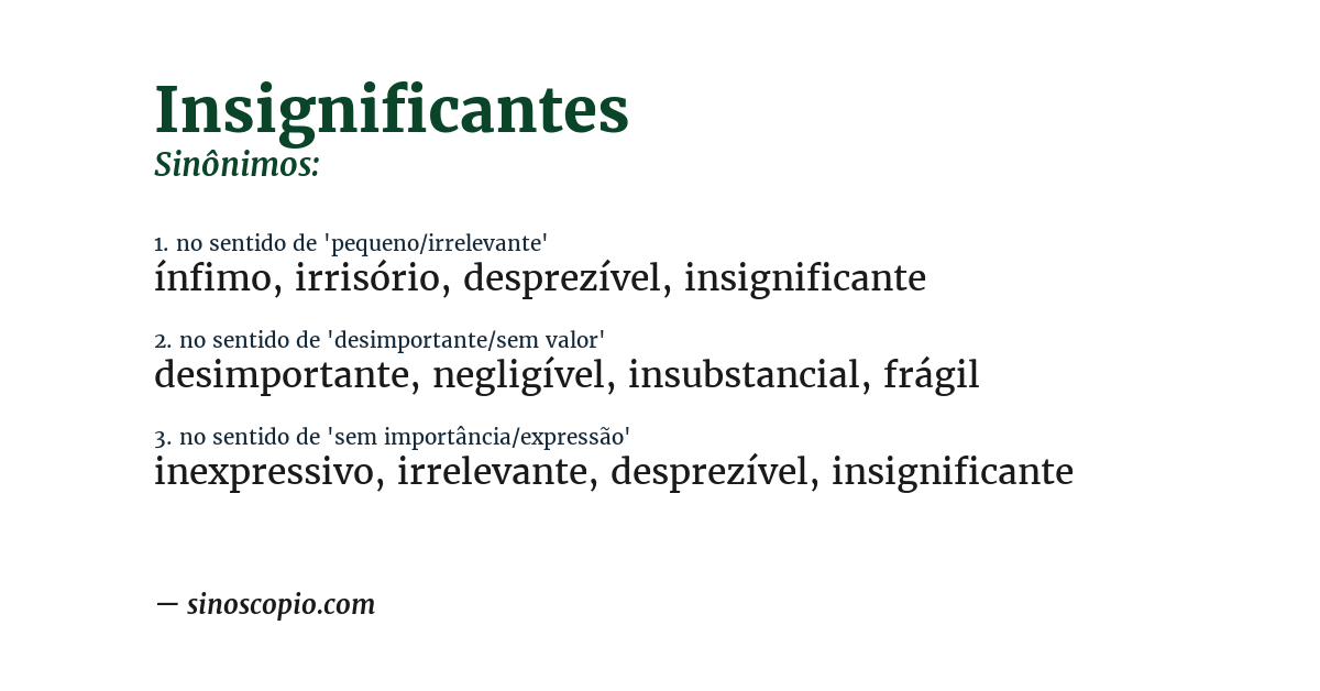 Sinônimo de insignificantes