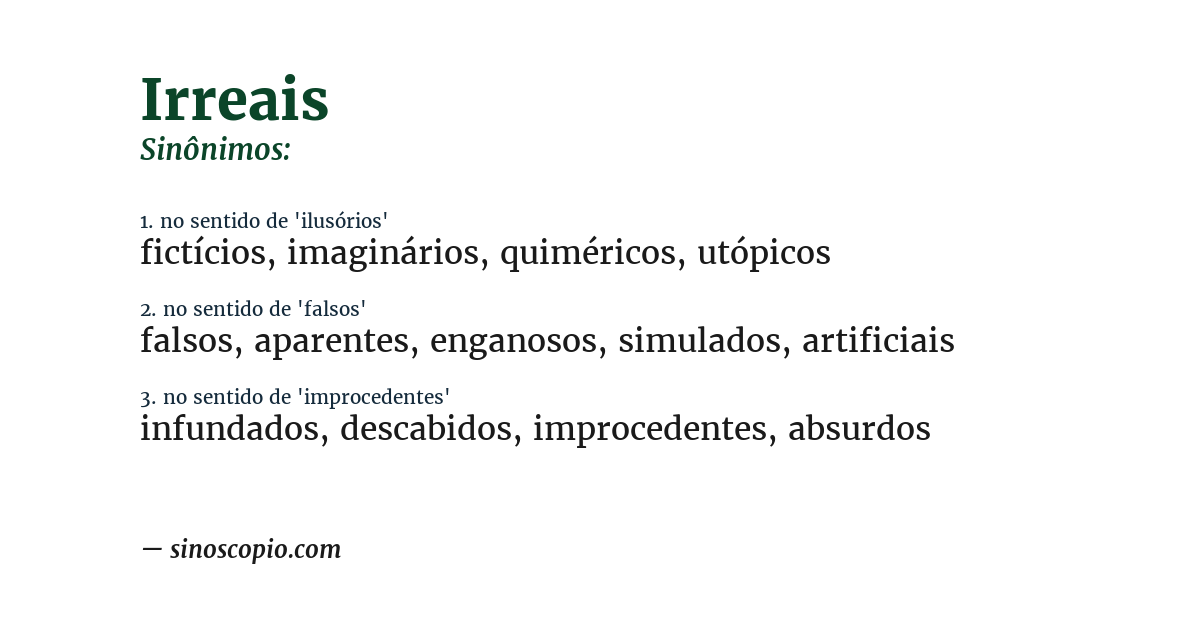 Sinônimo de irreais