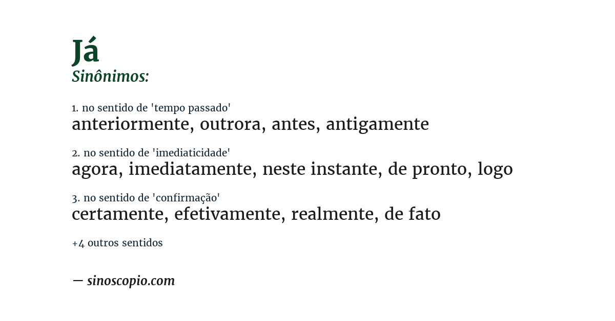 Sinônimo de já