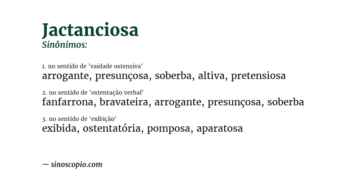 Sinônimo de jactanciosa