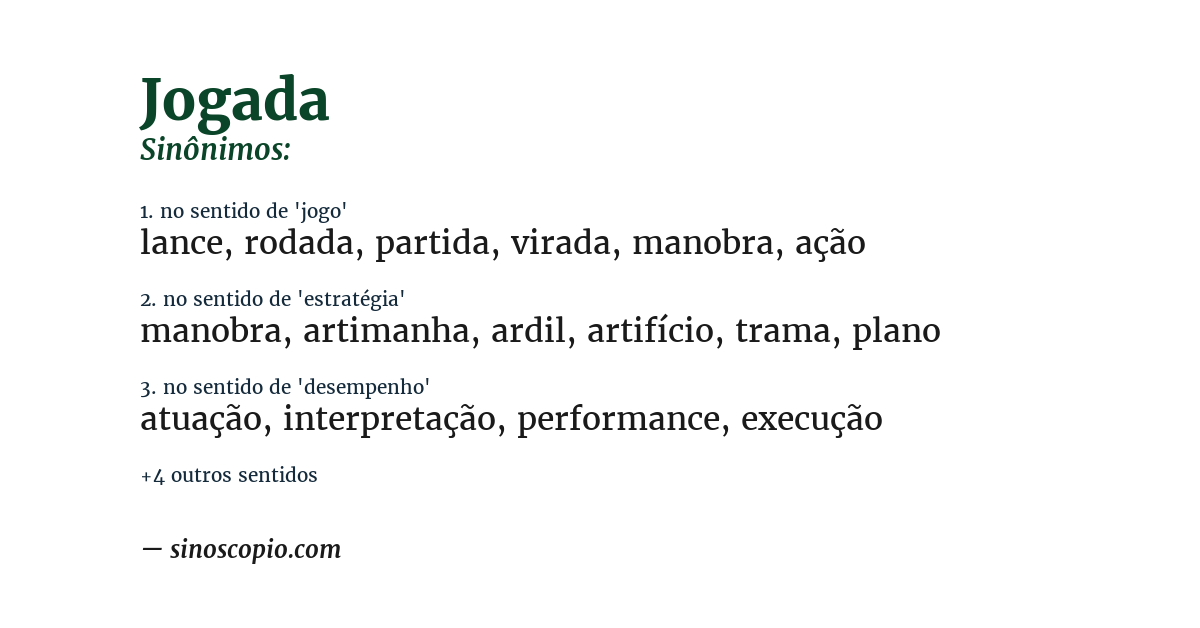 Sinônimo de jogada