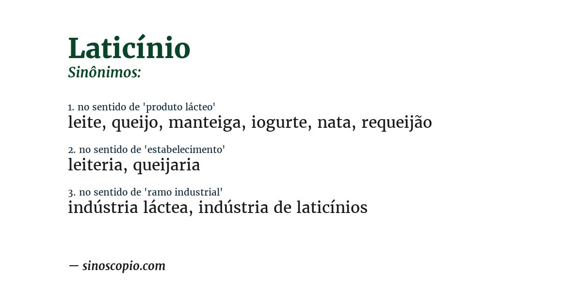 Sinônimo de laticínio