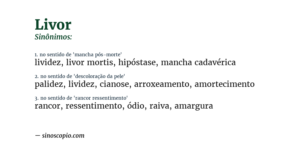 Sinônimo de livor