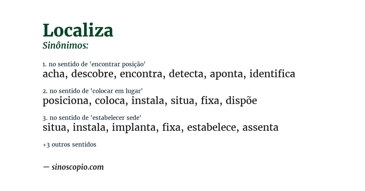 Sinônimo de localiza