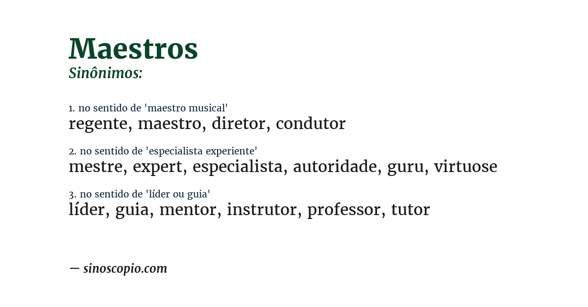 Sinônimo de maestros