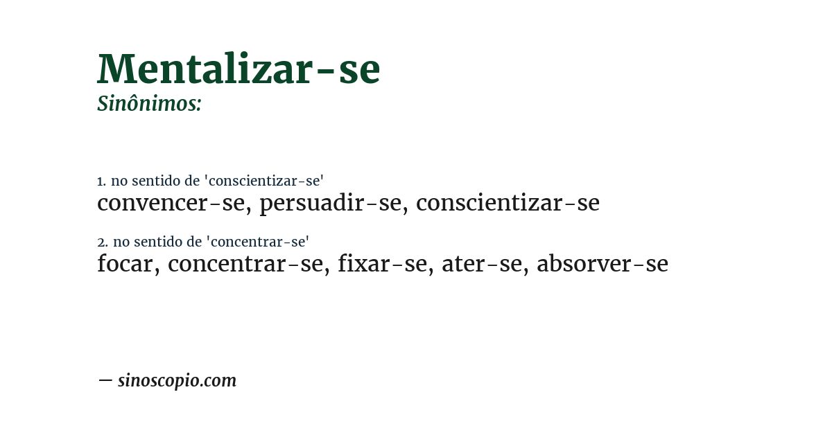 Sinônimo de mentalizar-se