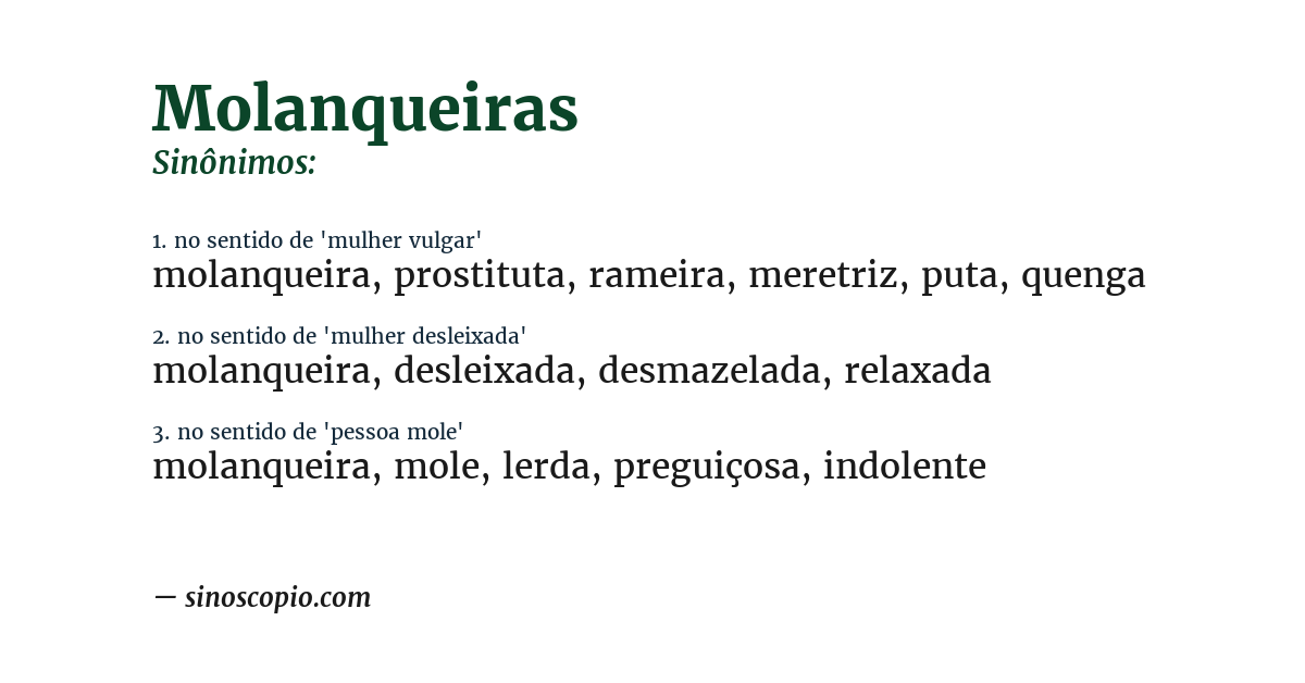 Sinônimo de molanqueiras