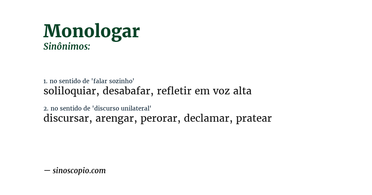Sinônimo de monologar
