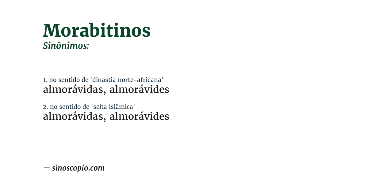 Sinônimo de morabitinos