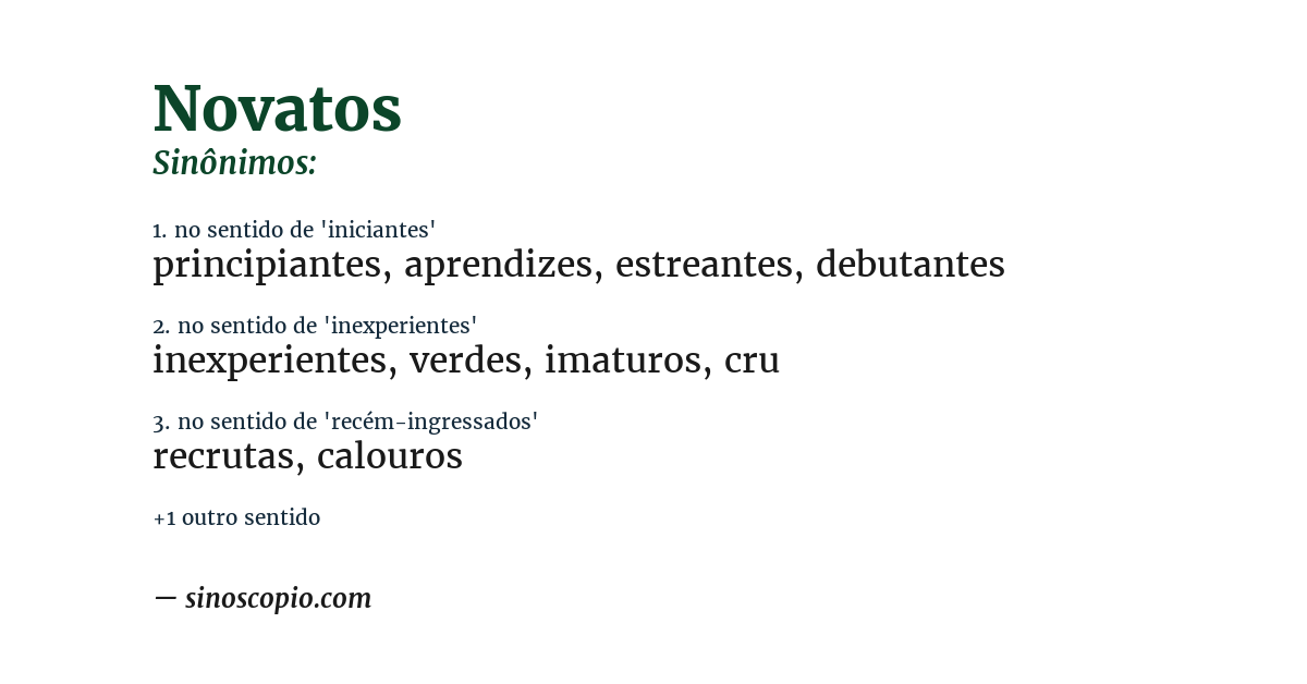 Sinônimo de novatos