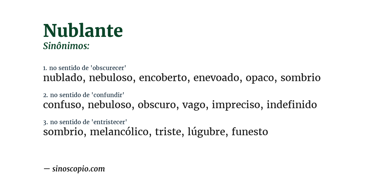 Sinônimo de nublante