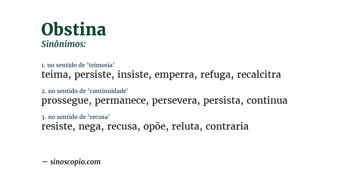 Sinônimo de obstina