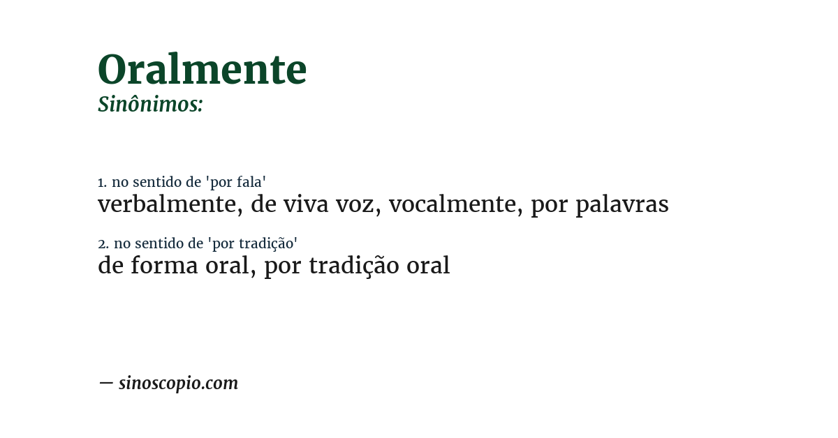 Sinônimo de oralmente
