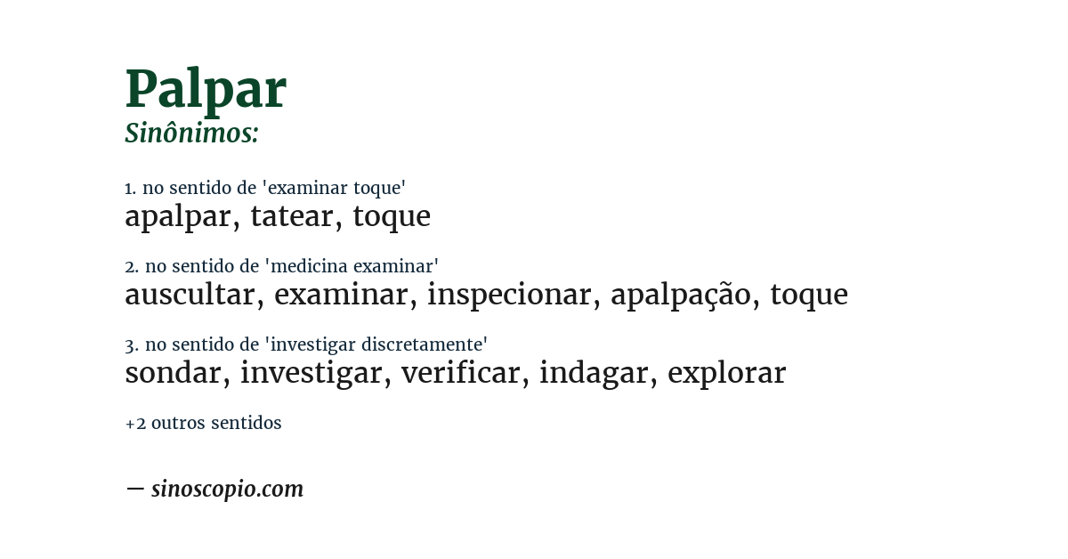 Sinônimo de palpar