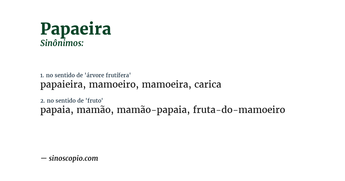 Sinônimo de papaeira