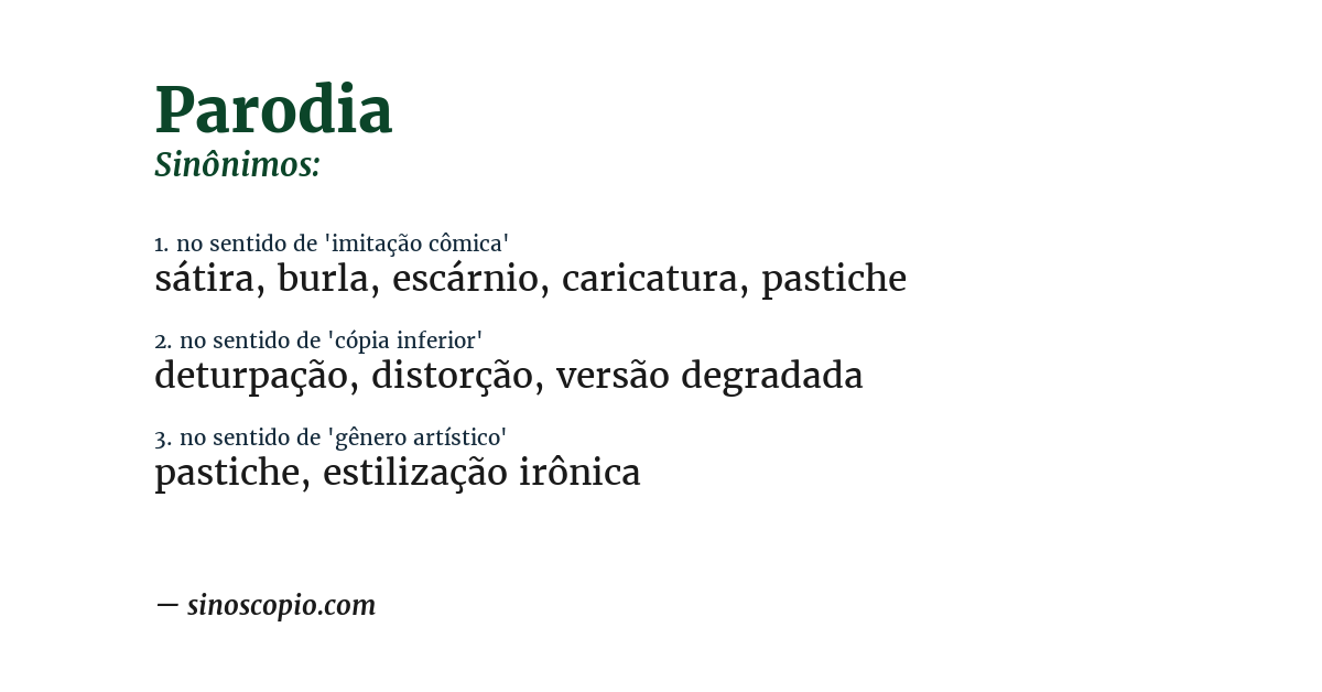 Sinônimo de parodia