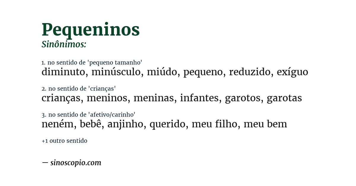 Sinônimo de pequeninos