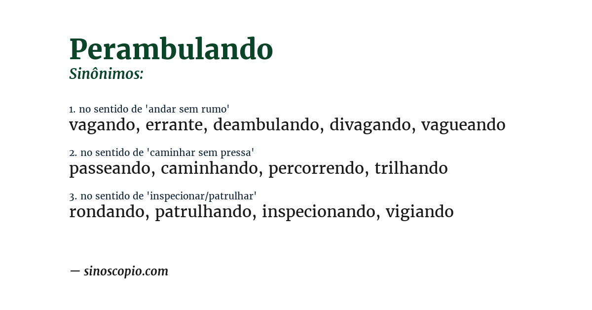 Sinônimo de perambulando
