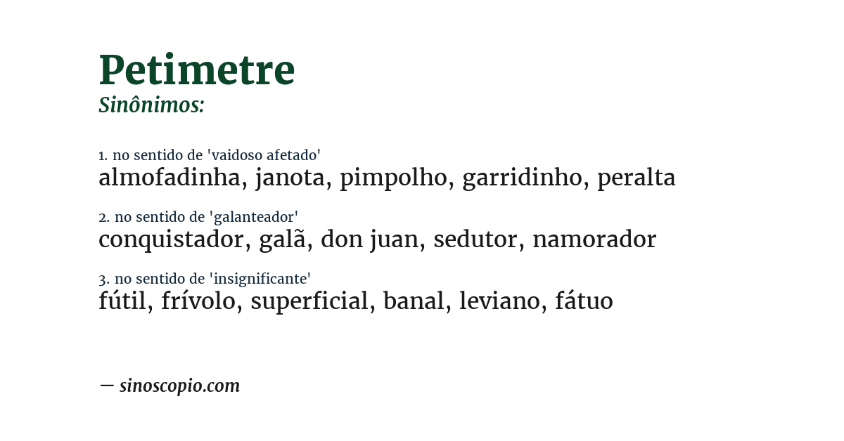 Sinônimo de petimetre