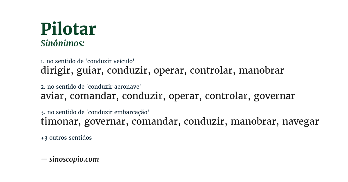 Sinônimo de pilotar