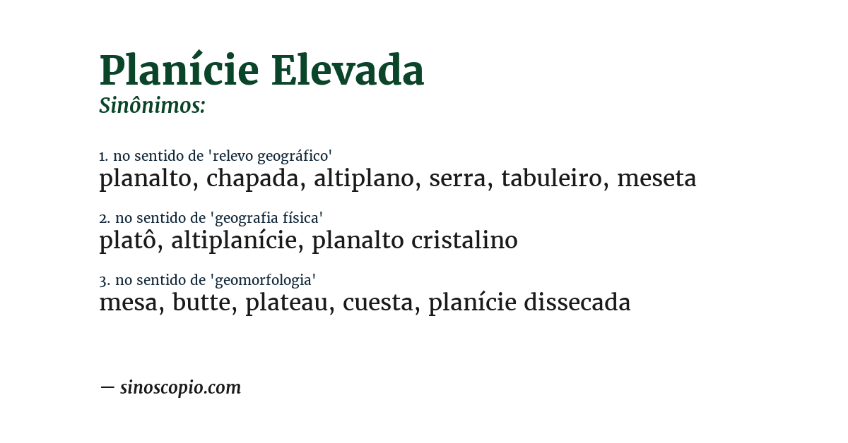 Sinônimo de planície elevada