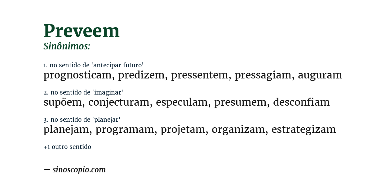 Sinônimo de preveem