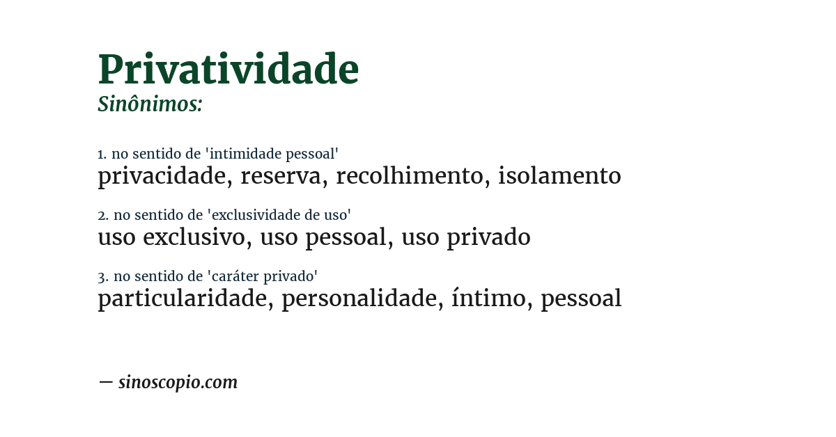 Sinônimo de privatividade