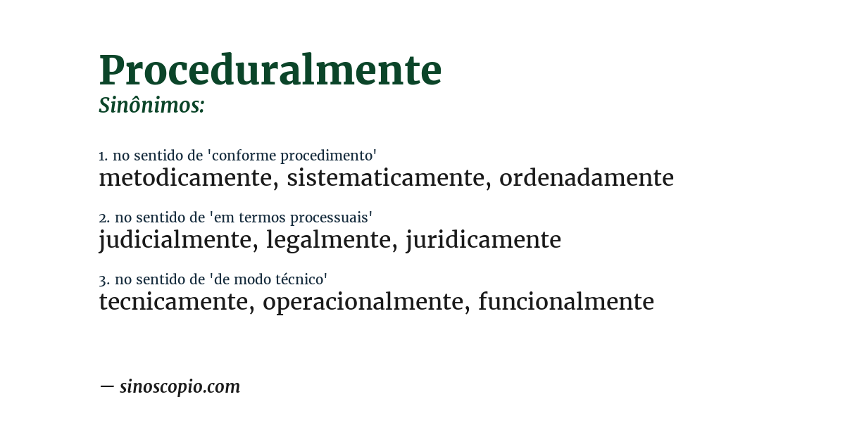 Sinônimo de proceduralmente