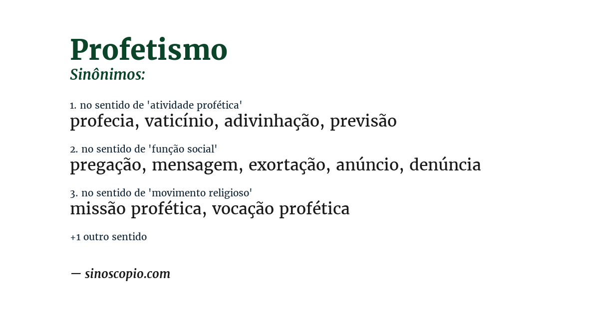 Sinônimo de profetismo