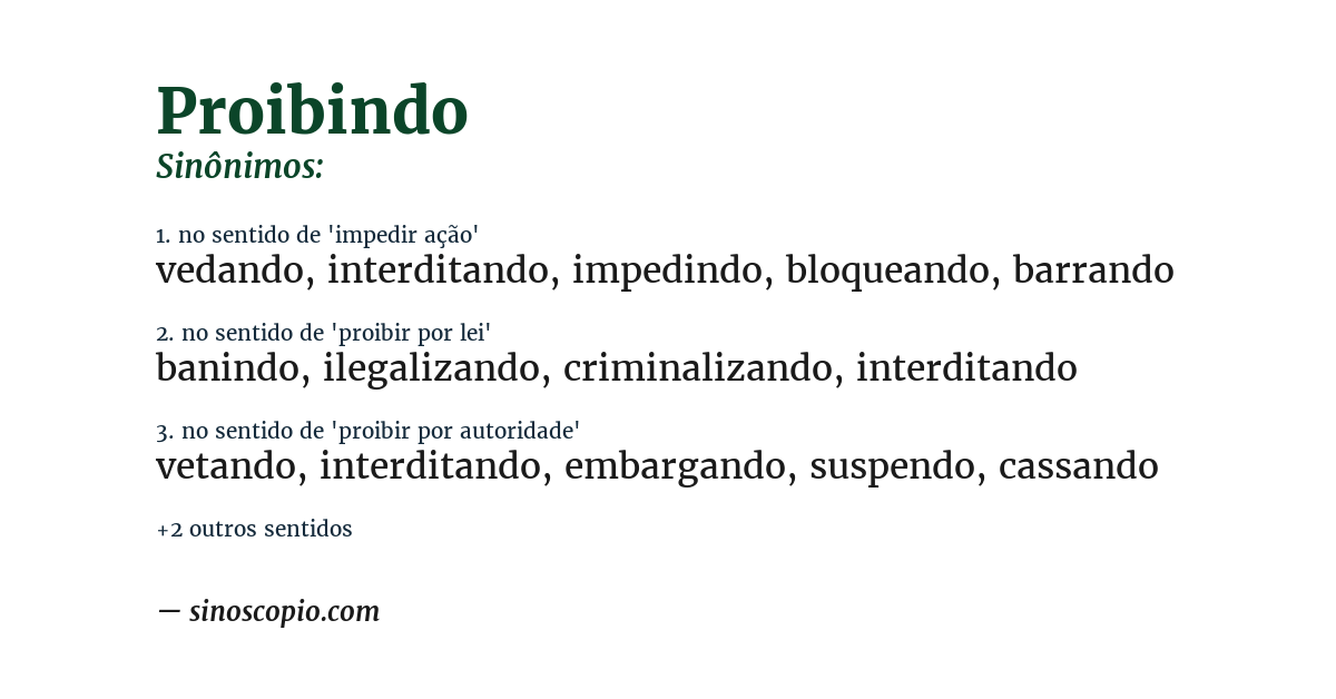 Sinônimo de proibindo