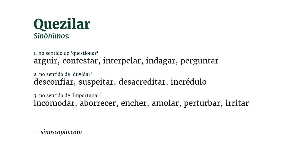 Sinônimo de quezilar