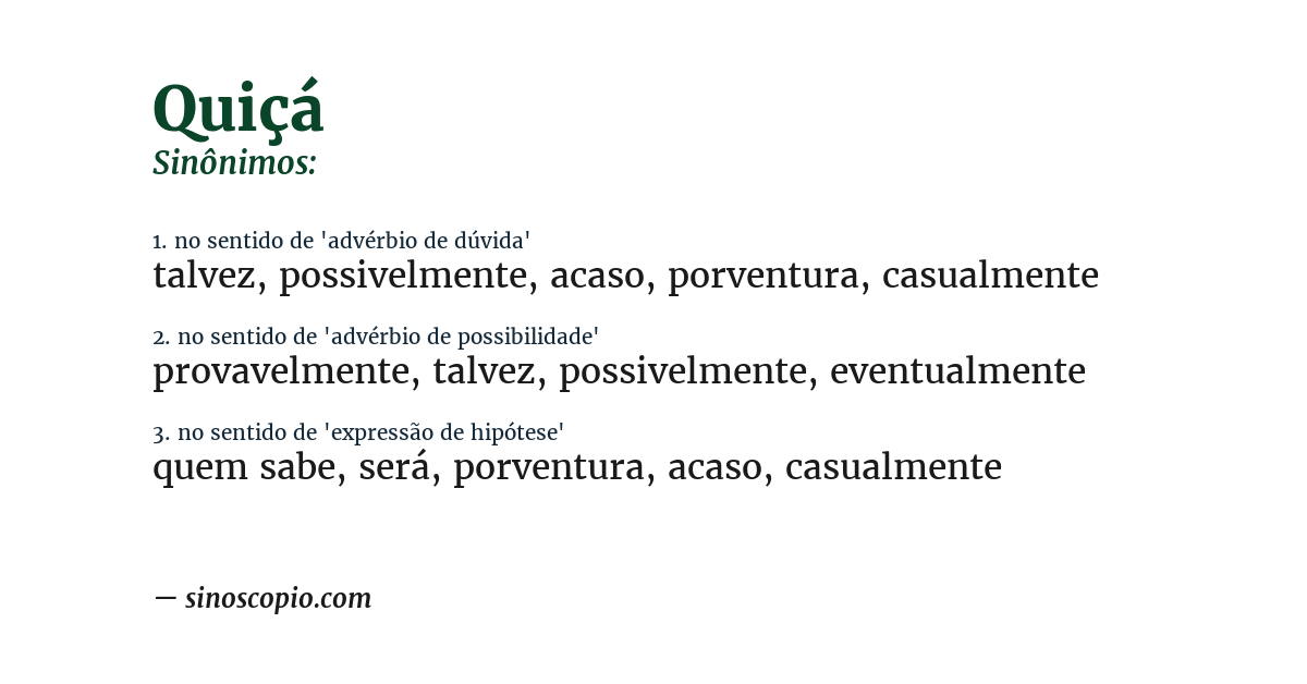 Sinônimo de quiçá