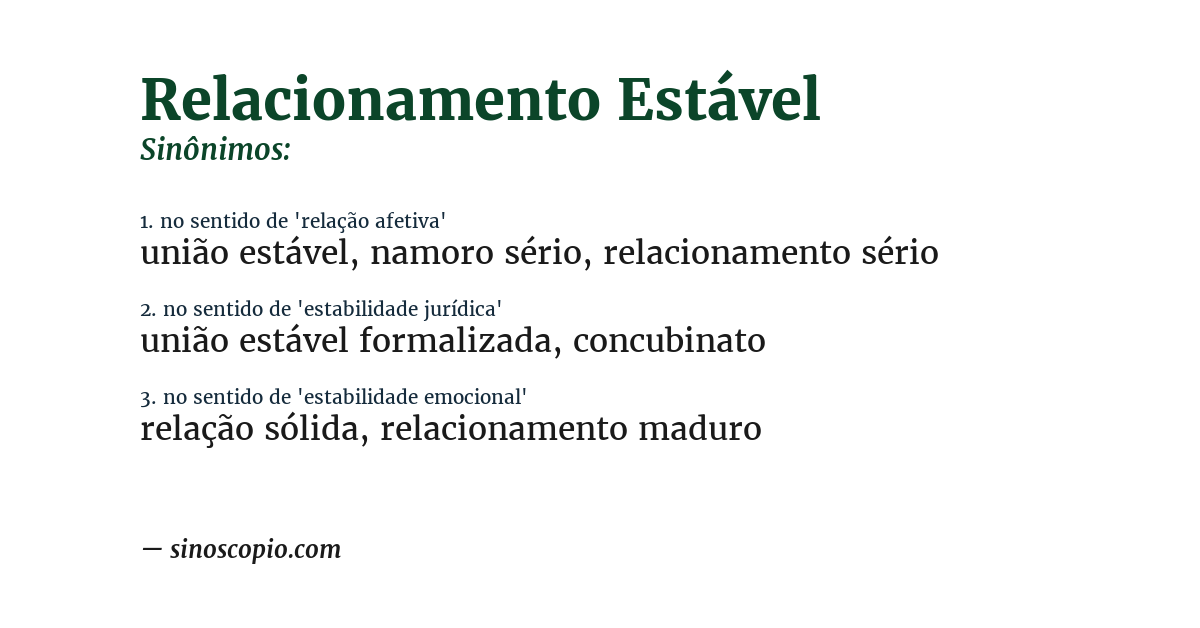 Sinônimo de relacionamento estável