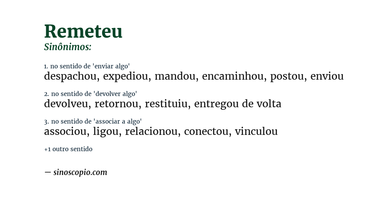 Sinônimo de remeteu
