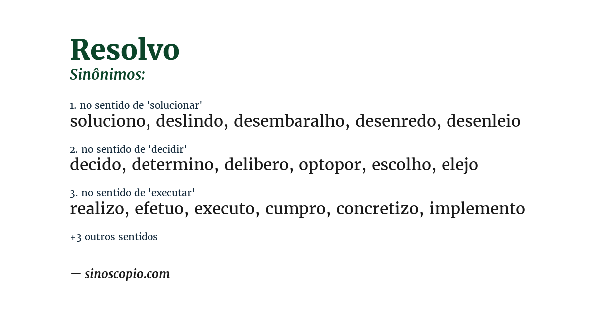 Sinônimo de resolvo