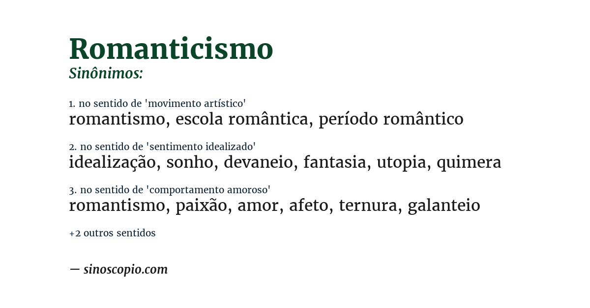 Sinônimo de romanticismo