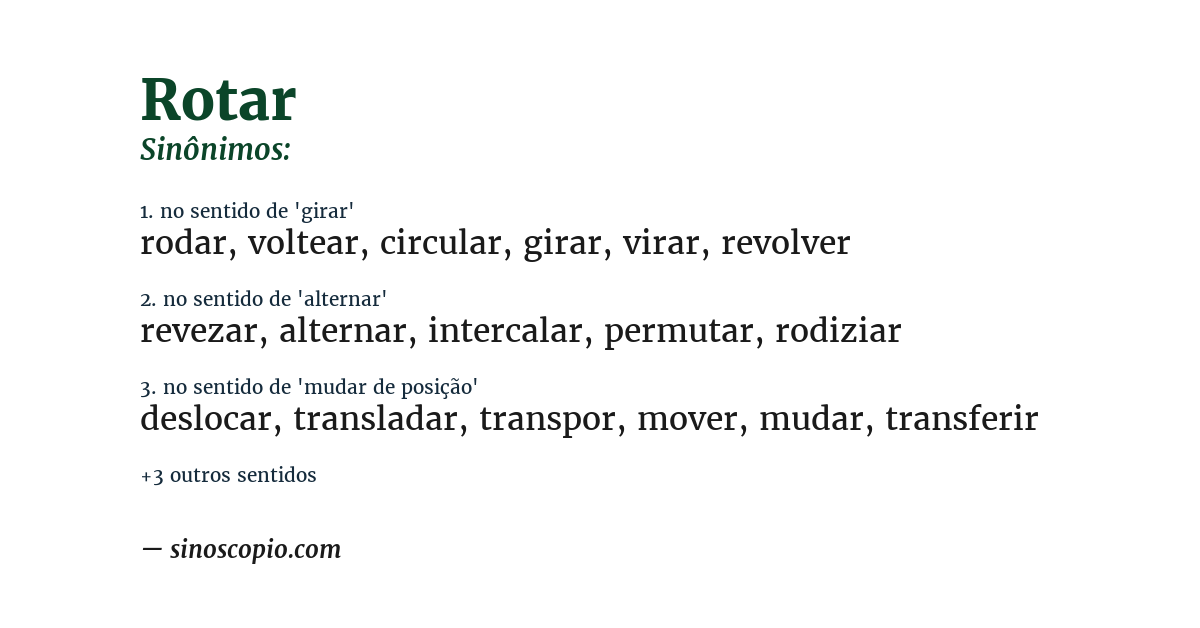 Sinônimo de rotar